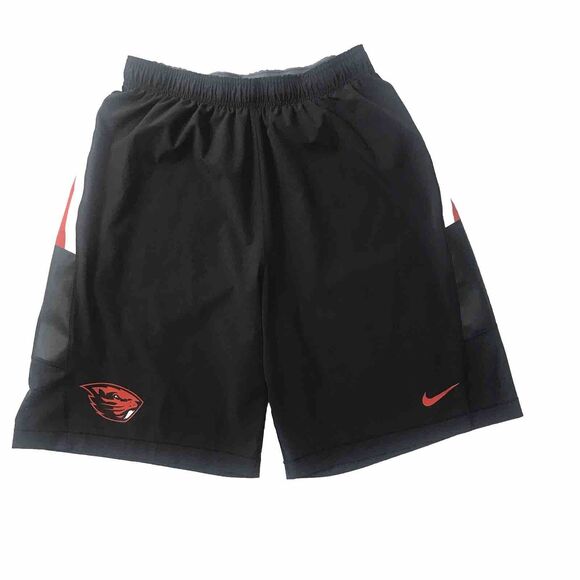 Nike OSU Oregon State Beavers Dri Fit Black Orange Football Shorts Mens L Large - Picture 1 of 12